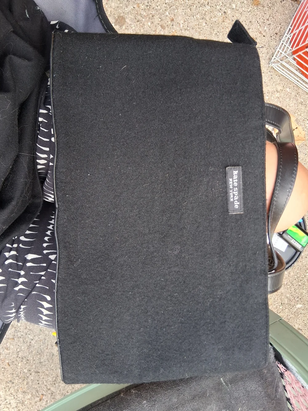 Kate Spade Black Felt Laptop Messenger Bag